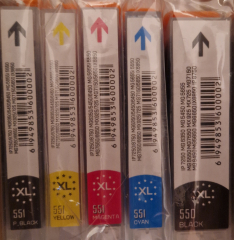 1 Satz, 5 Patronen kompatibel zu CLi551, PGI-550pgbk XL CHIP